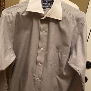 American Living Grey & White Long Sleeve Shirt